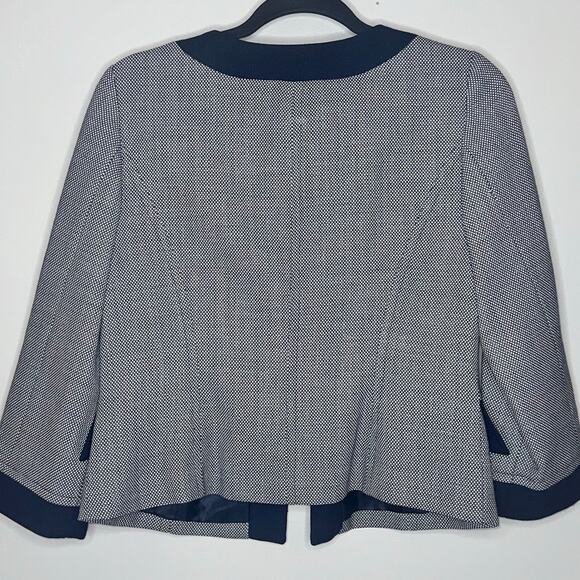 Pendleton Womens Size 6 Navy Blue Check Crop Wool Blazer Jacket Business Casual - Picture 2 of 9